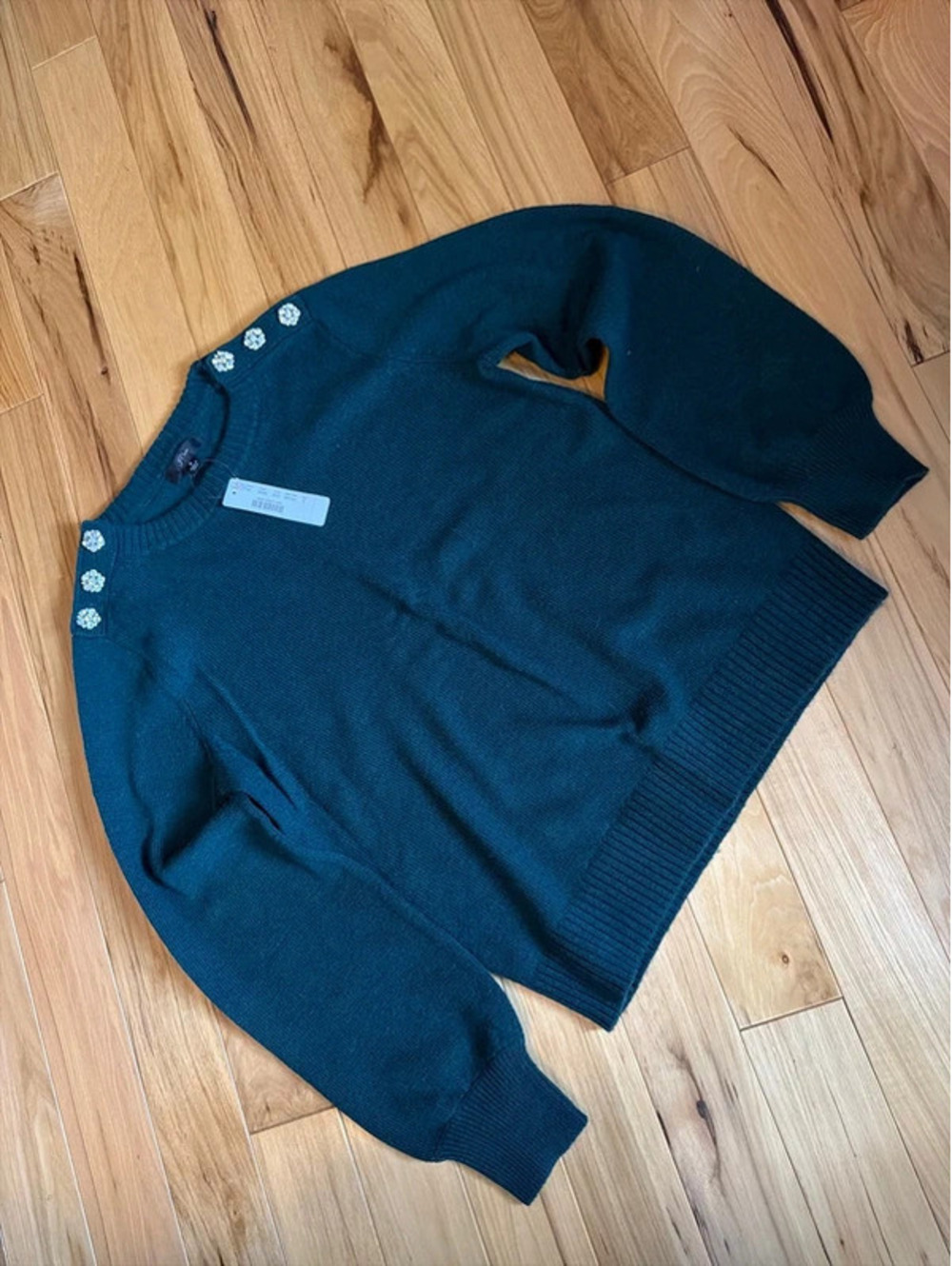J Crew embellished emerald green sweater! NWT! Small!